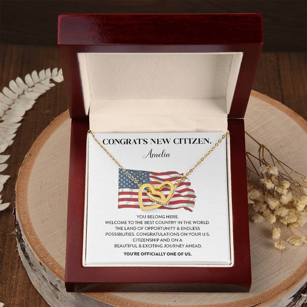 Congrats Necklace For New U.s. Citizen Amelia Necklace For New U.s. Citizen Gift For Celebrating U.s. Citizenship Necklace For U.s. Patriot Amelia Gift For Official U.s. Citizen Proud U.s. Citizen Jewelry Necklace For U.s. Patriot Amelia Welcome Gift