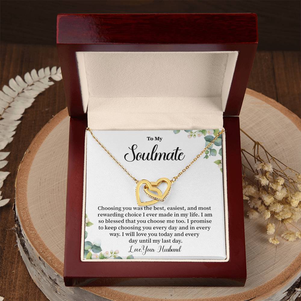 Soulmate Necklace Gift from Husband – Interlocking Hearts Box