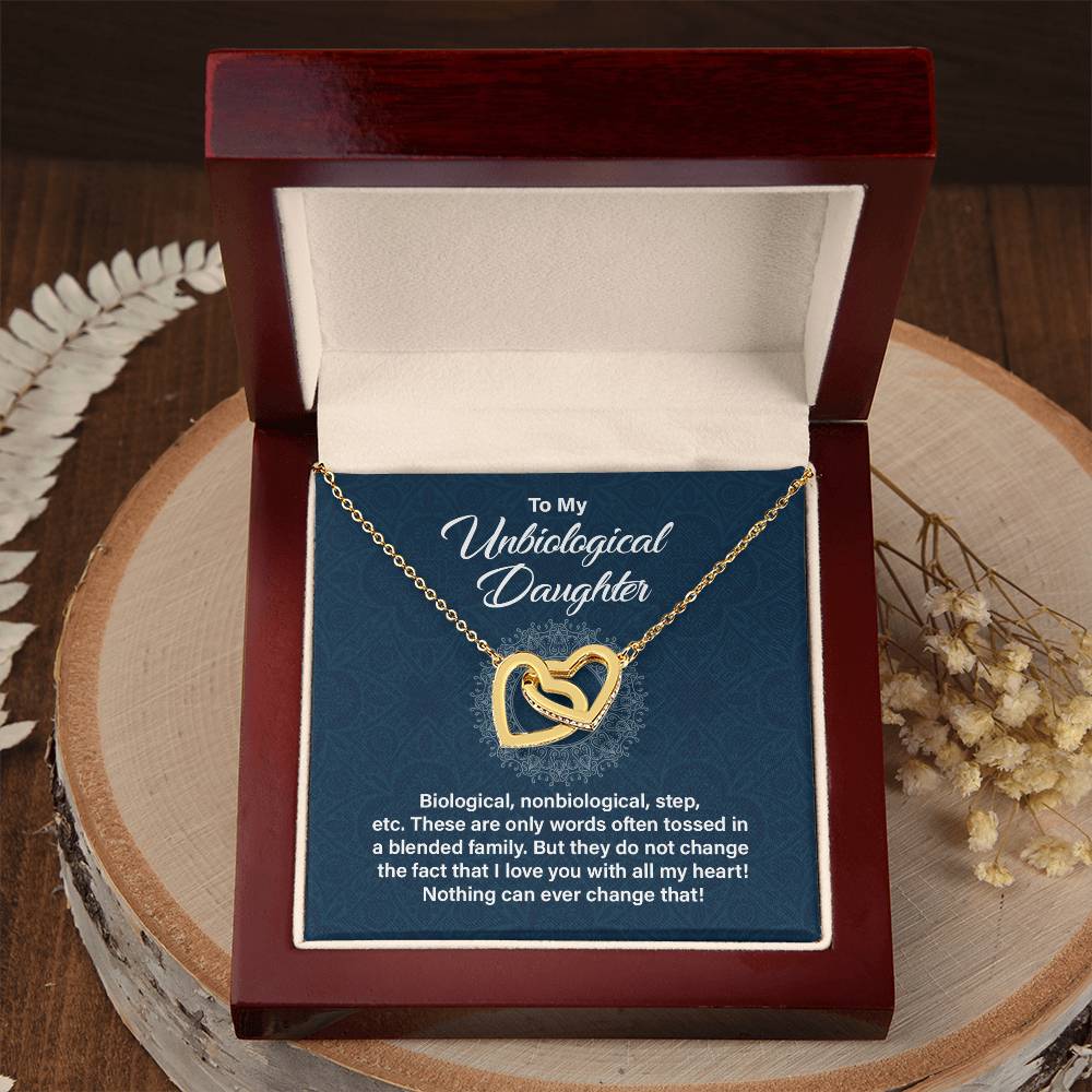 Unbiological Daughter Gift – Interlocking Hearts Necklace
