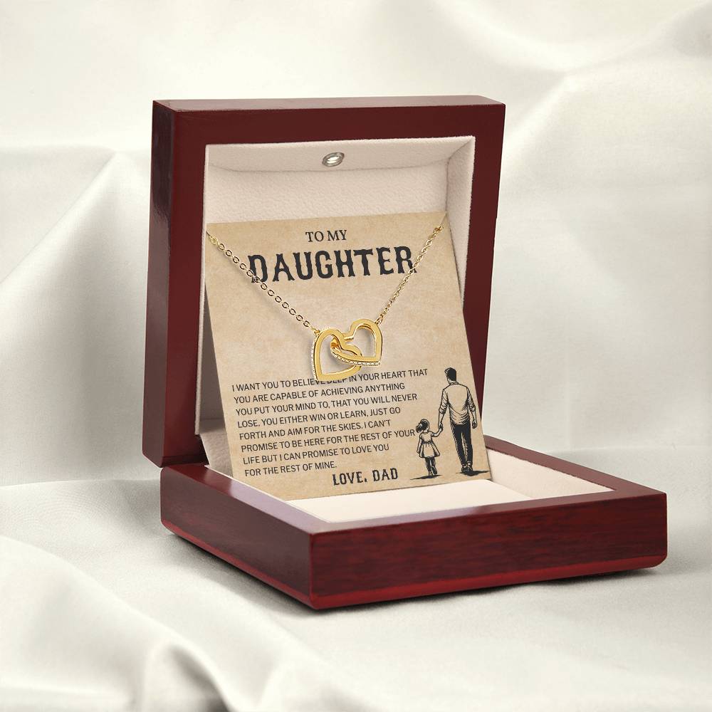 To My Daughter, Believe In Yourself Necklace Heartfelt Gift From Dad Inspiring Jewelry For Daughter Achievement Promise Necklace Encouragement Pendant Win Or Learn Necklace Encouragement Jewelry Heart Of Gold Daughter Pendant