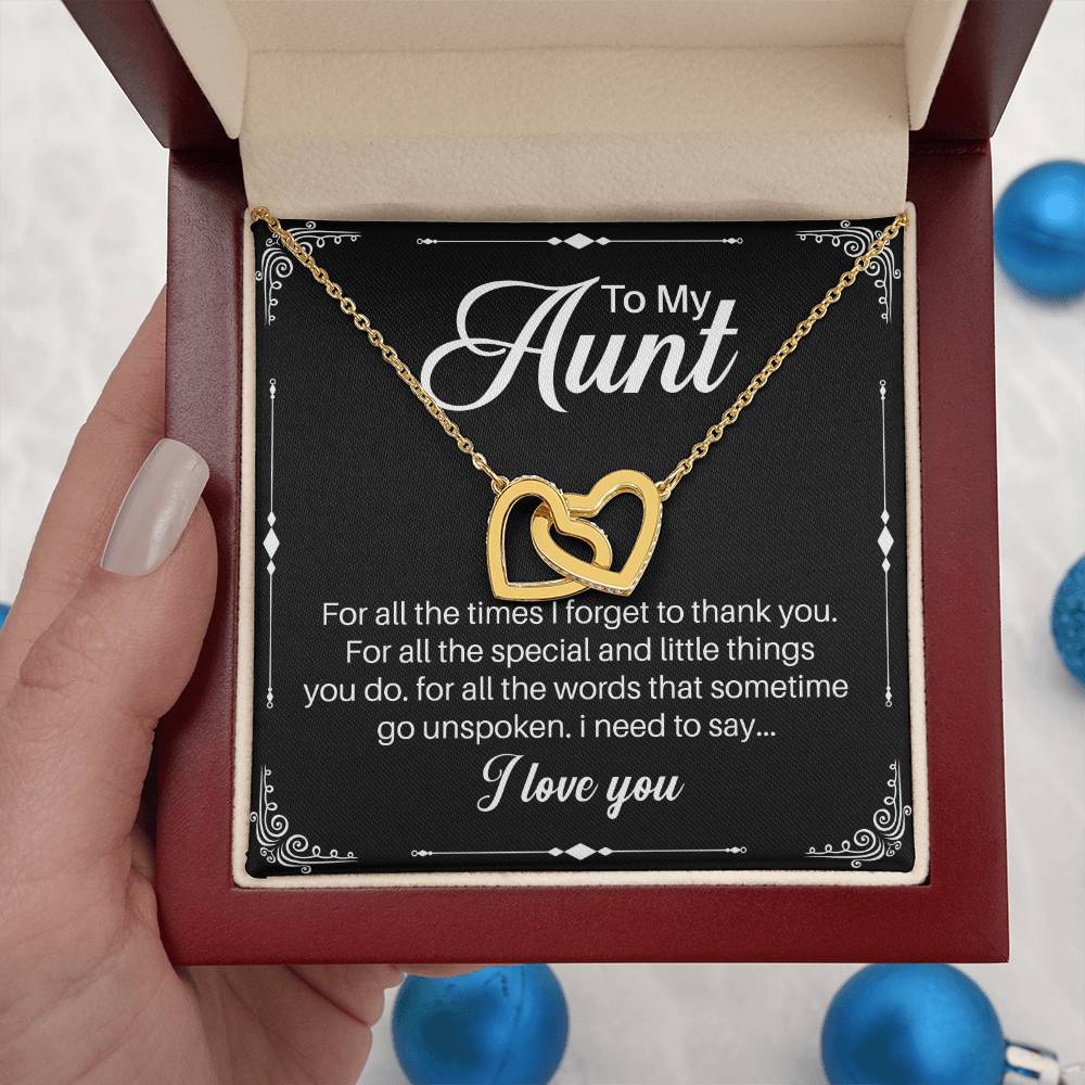 To My Aunt Interlocking Hearts Necklace – Meaningful Gift for Aunt, Appreciation Jewelry, Birthday Gift from Niece or Nephew