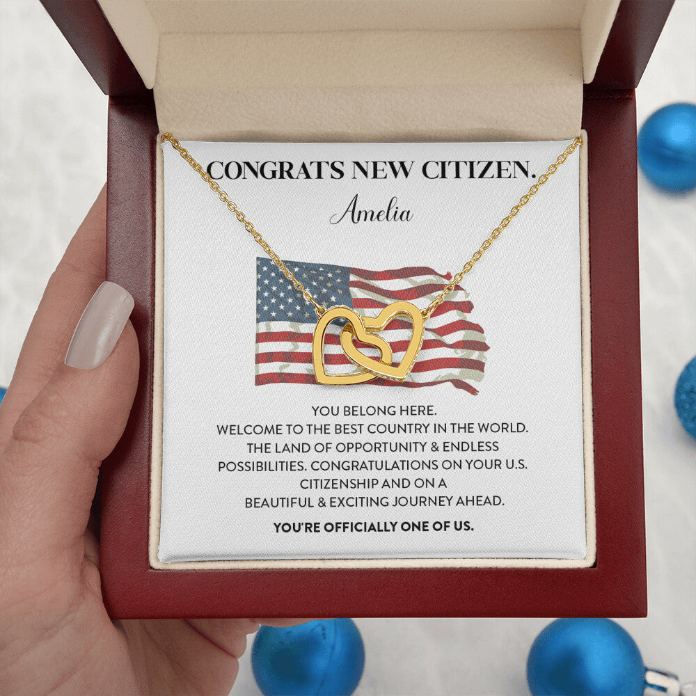 Congrats Necklace For New U.s. Citizen Amelia Necklace For New U.s. Citizen Gift For Celebrating U.s. Citizenship Necklace For U.s. Patriot Amelia Gift For Official U.s. Citizen Proud U.s. Citizen Jewelry Necklace For U.s. Patriot Amelia Welcome Gift