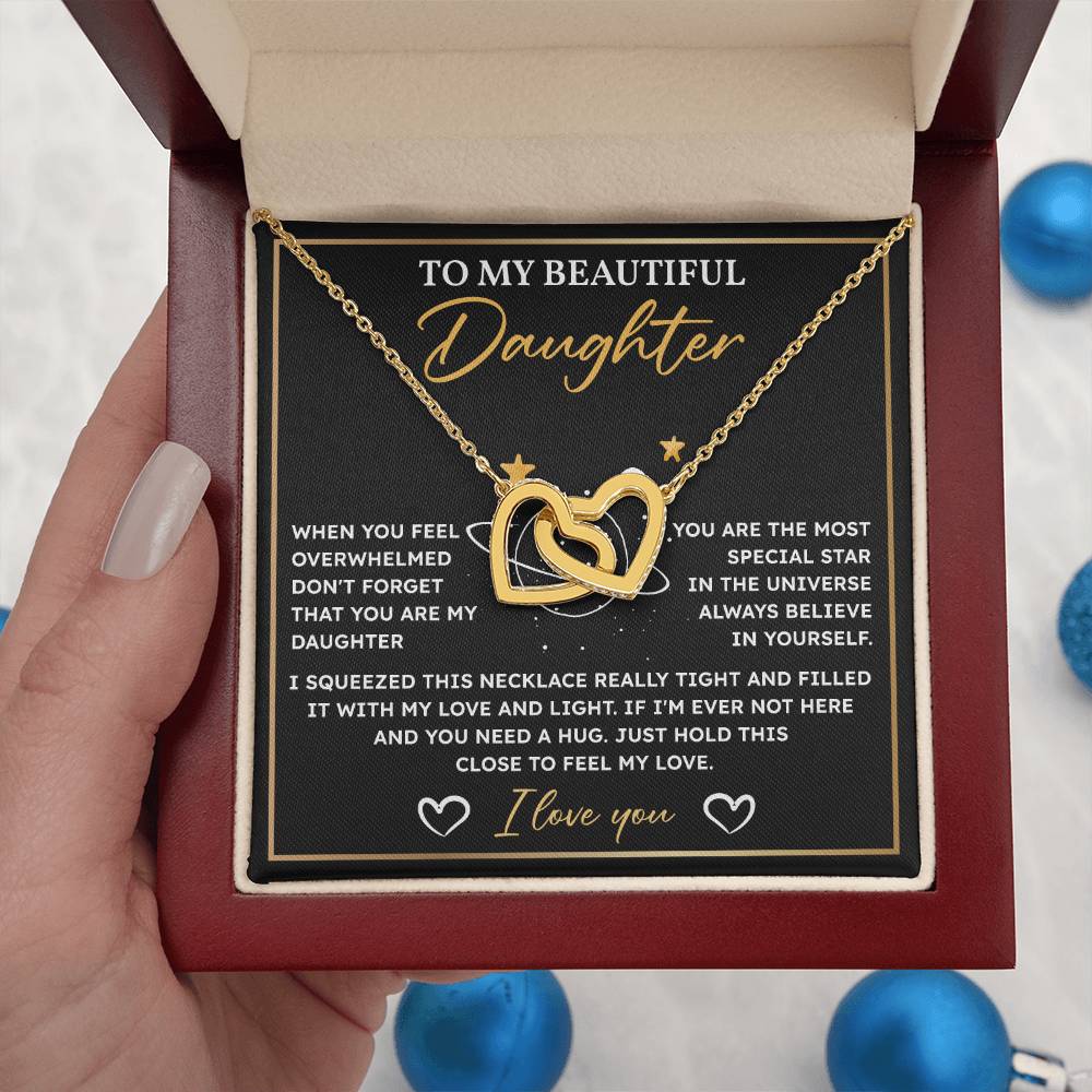 Daughter Necklace Gift with Hug Message Card Box