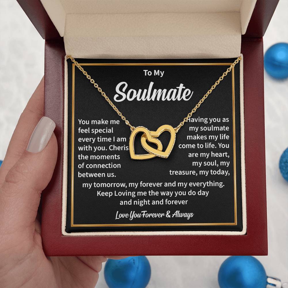 Soulmate Hearts Necklace with Message Card & Gift Box