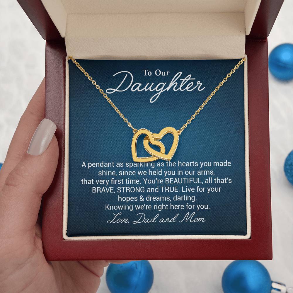 To Our Beautiful Daughter Daughter Pendant Gift From Dad And Mom Brave And Strong Daughter Necklace Beautiful Daughter Necklace True Daughter Necklace Sentimental Daughter Necklace Meaningful Jewelry For Daughter