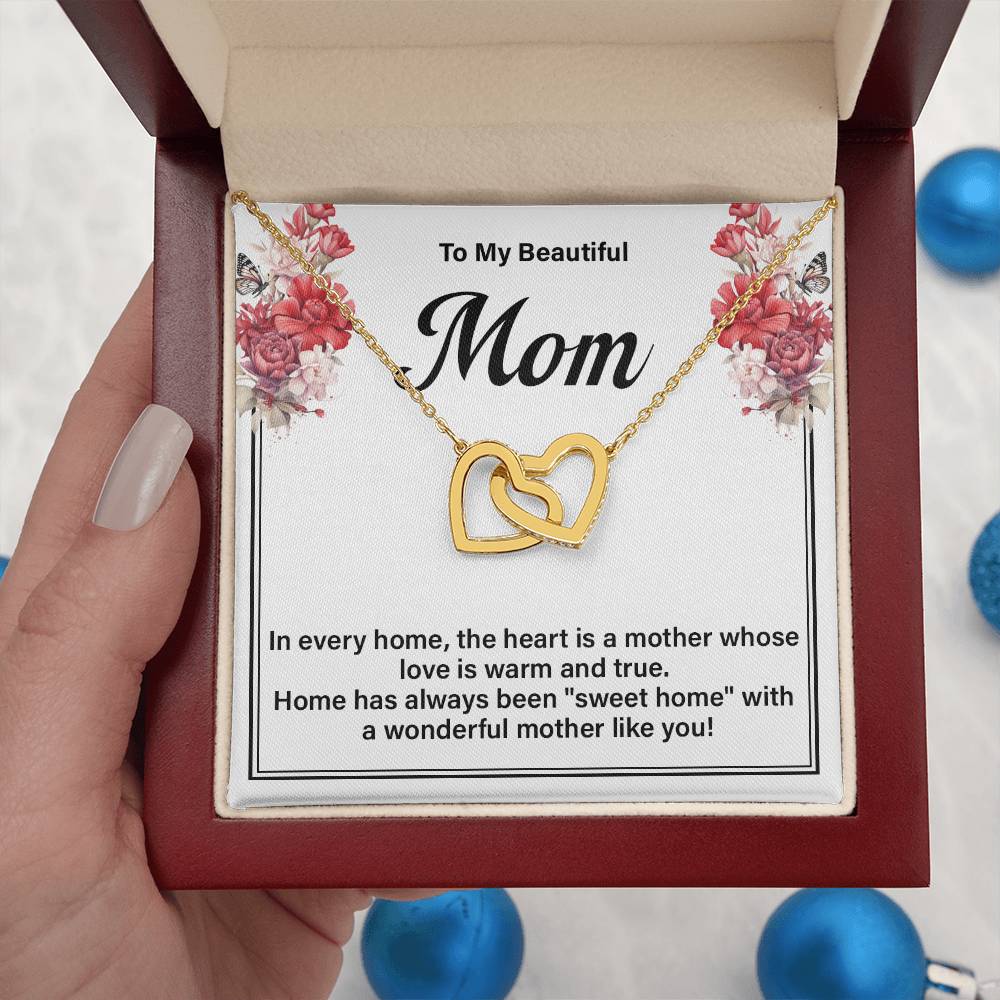 Mom Necklace Gift for Sweet Home Message Card