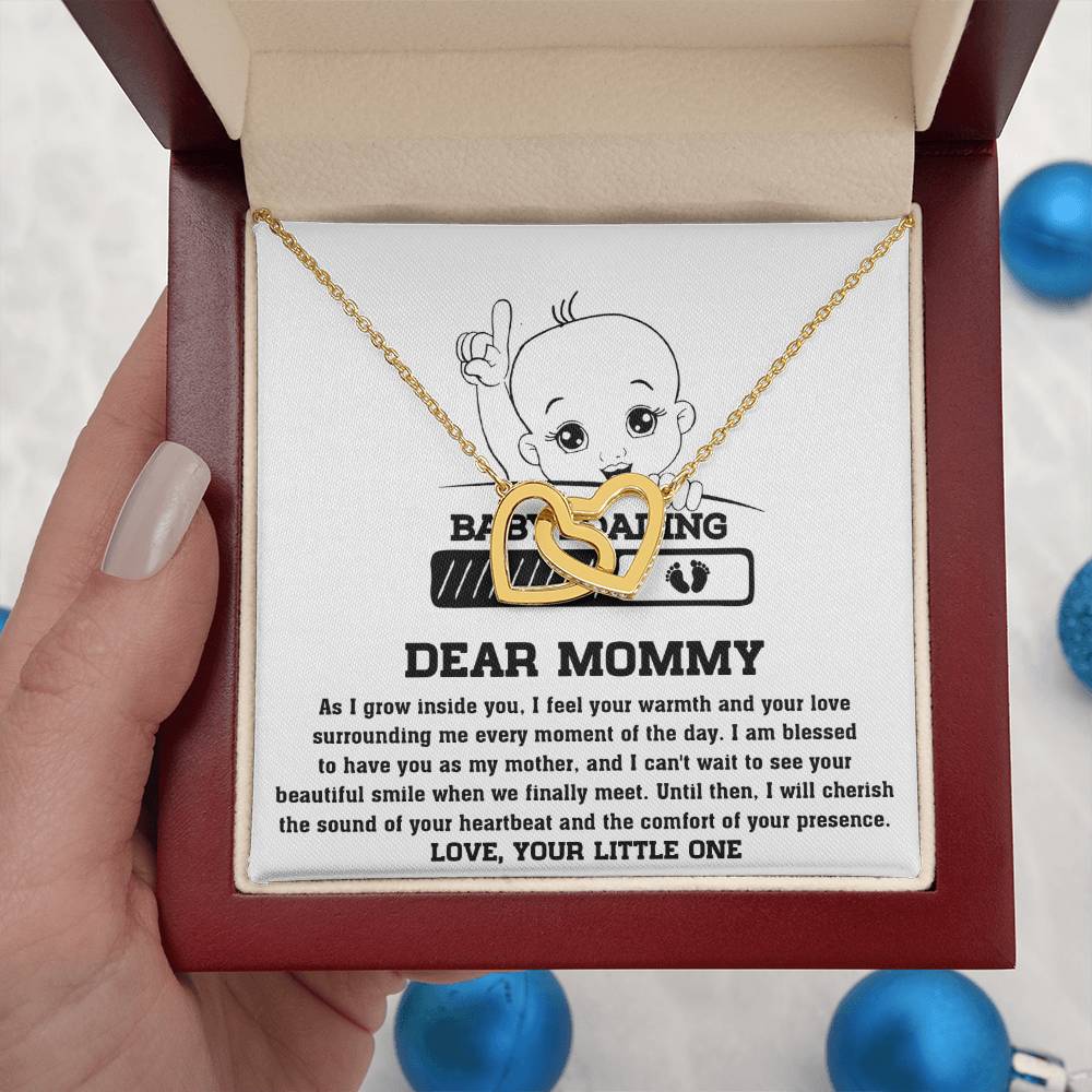 Dear Mommy Necklace Gift From Your Little One, I Love My Mom Necklace, Gifts For My Mom, Mother's Day Gifts For Mom Jewelry With Interlocking Heart Necklace.