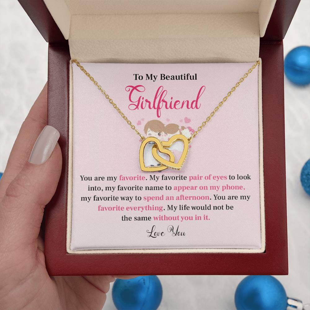 To My Beautiful Girlfriend - Heart Necklace with Message Card
