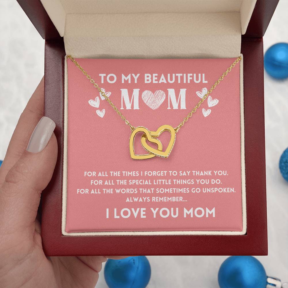 Mom Necklace Gift from Daughter with Love Message