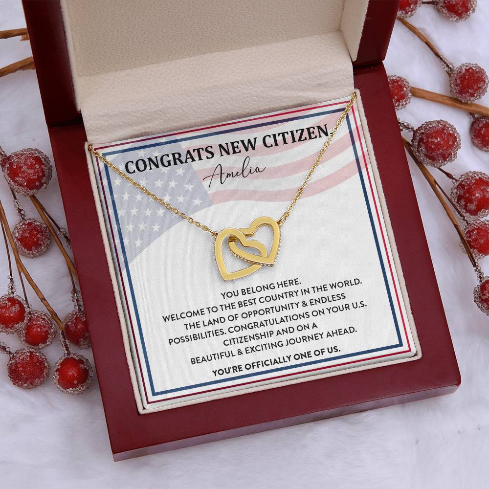 Congrats Necklace For New U.s. Citizen Amelia Necklace For New U.s. Citizen Gift For New American Citizen Amelia Necklace With Citizenship Message Necklace For New U.s. Citizen Journey Welcome To America Gift Jewelry For New U.s. Citizen