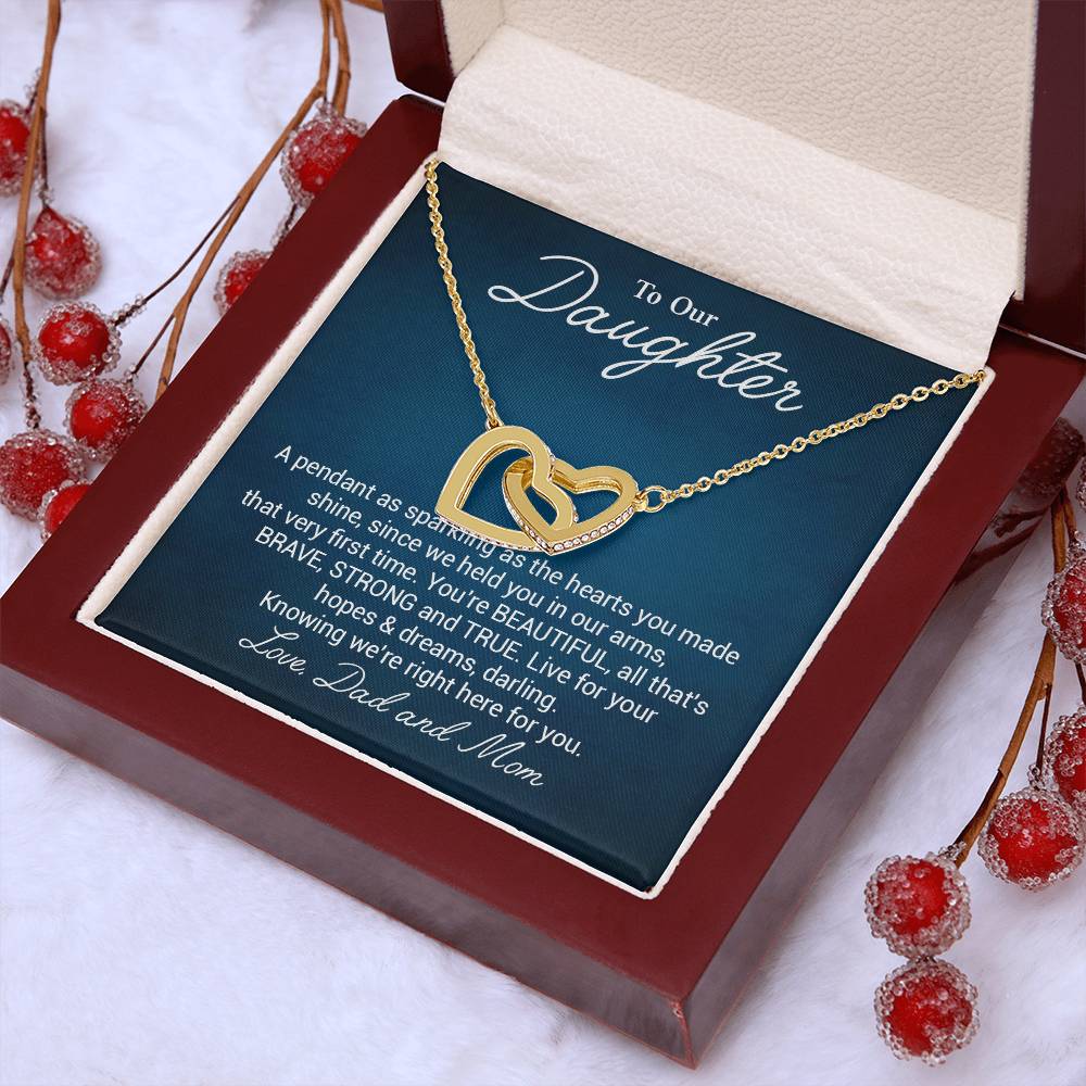 To Our Beautiful Daughter Daughter Pendant Gift From Dad And Mom Brave And Strong Daughter Necklace Beautiful Daughter Necklace True Daughter Necklace Sentimental Daughter Necklace Meaningful Jewelry For Daughter