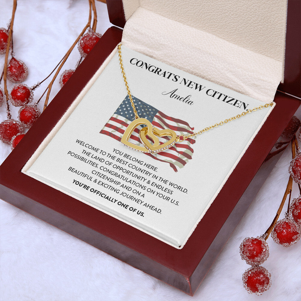 Congrats Necklace For New U.s. Citizen Amelia Necklace For New U.s. Citizen Gift For Celebrating U.s. Citizenship Necklace For U.s. Patriot Amelia Gift For Official U.s. Citizen Proud U.s. Citizen Jewelry Necklace For U.s. Patriot Amelia Welcome Gift