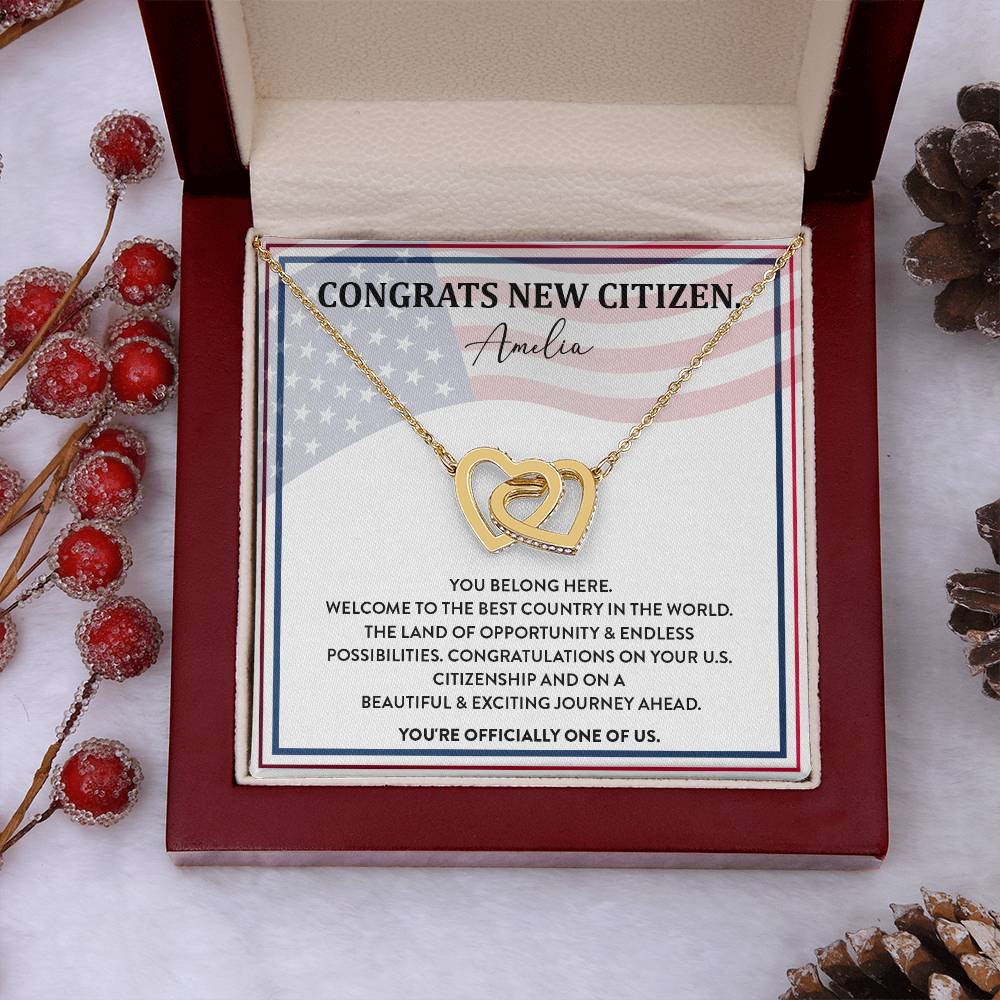 Congrats Necklace For New U.s. Citizen Amelia Necklace For New U.s. Citizen Gift For New American Citizen Amelia Necklace With Citizenship Message Necklace For New U.s. Citizen Journey Welcome To America Gift Jewelry For New U.s. Citizen