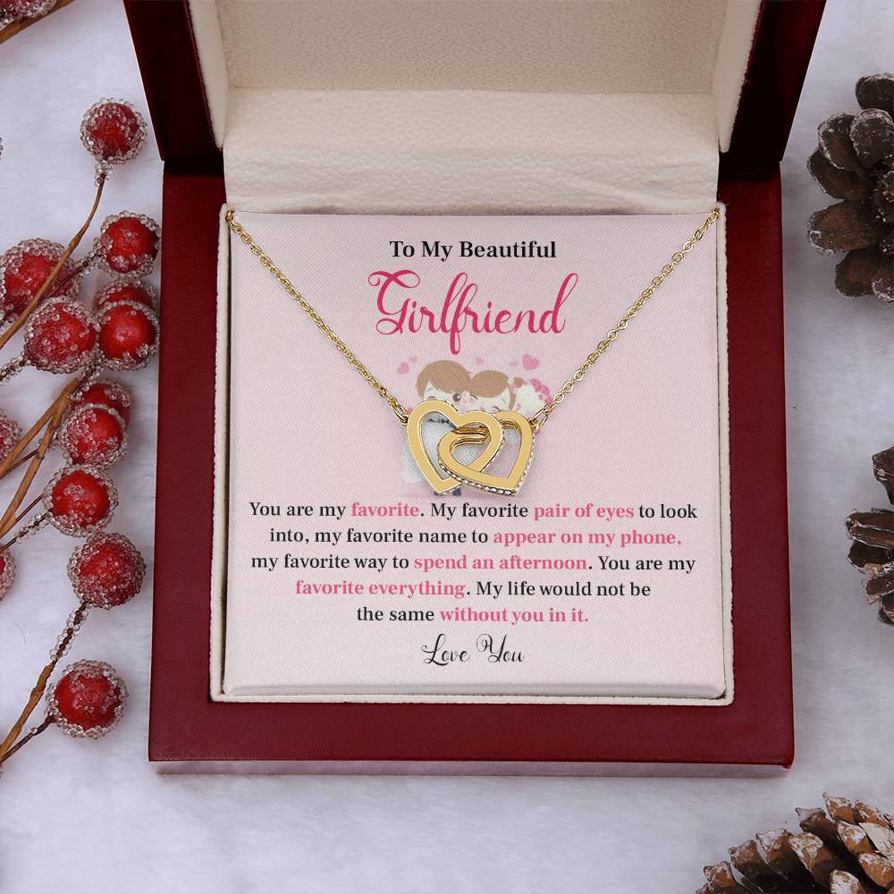 To My Beautiful Girlfriend - Heart Necklace with Message Card