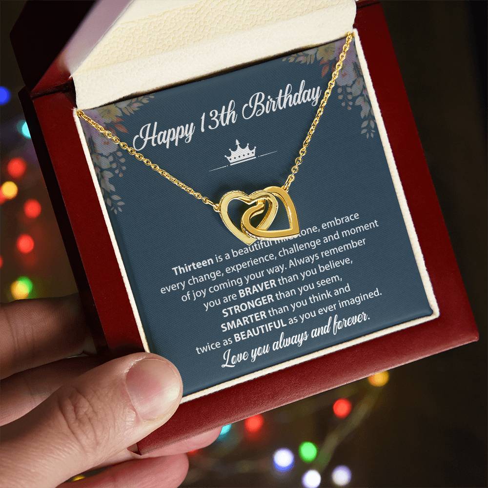 13th Birthday Necklace Gift With Inspirational Card