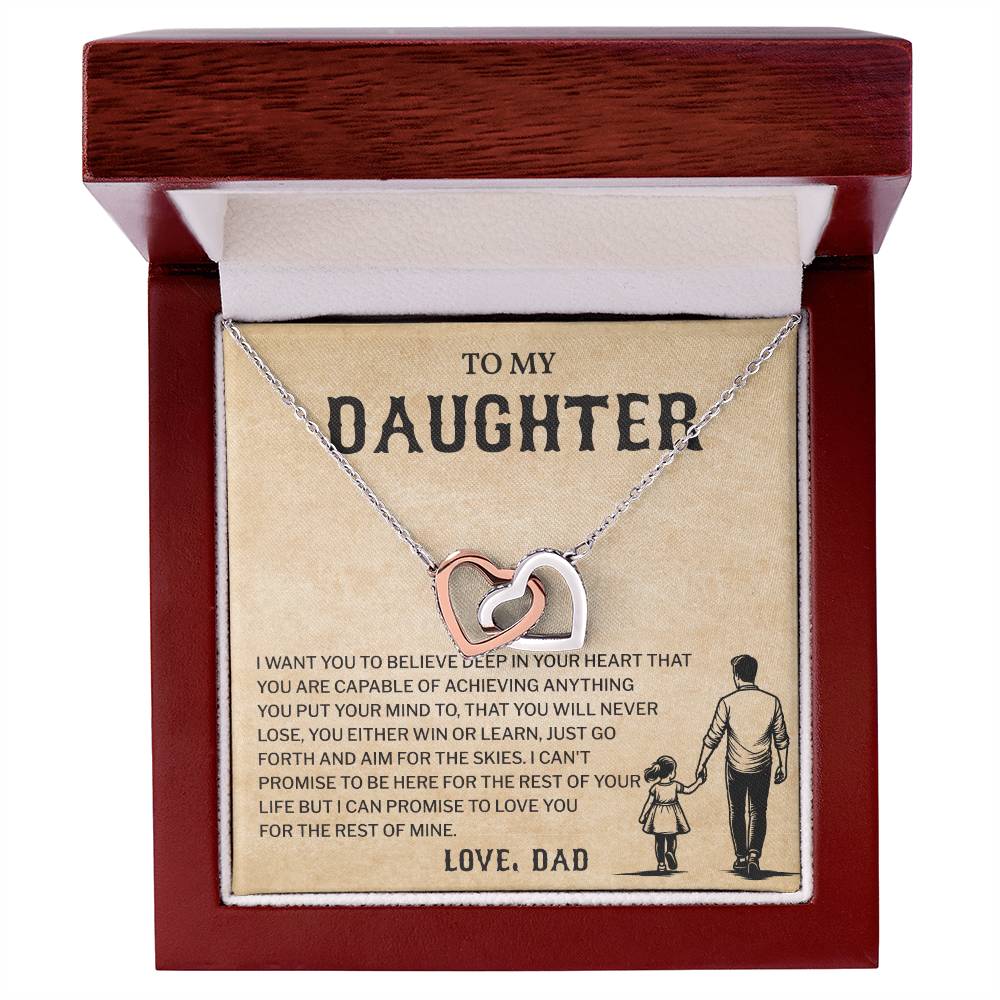 To My Daughter, Believe In Yourself Necklace Heartfelt Gift From Dad Inspiring Jewelry For Daughter Achievement Promise Necklace Encouragement Pendant Win Or Learn Necklace Encouragement Jewelry Heart Of Gold Daughter Pendant