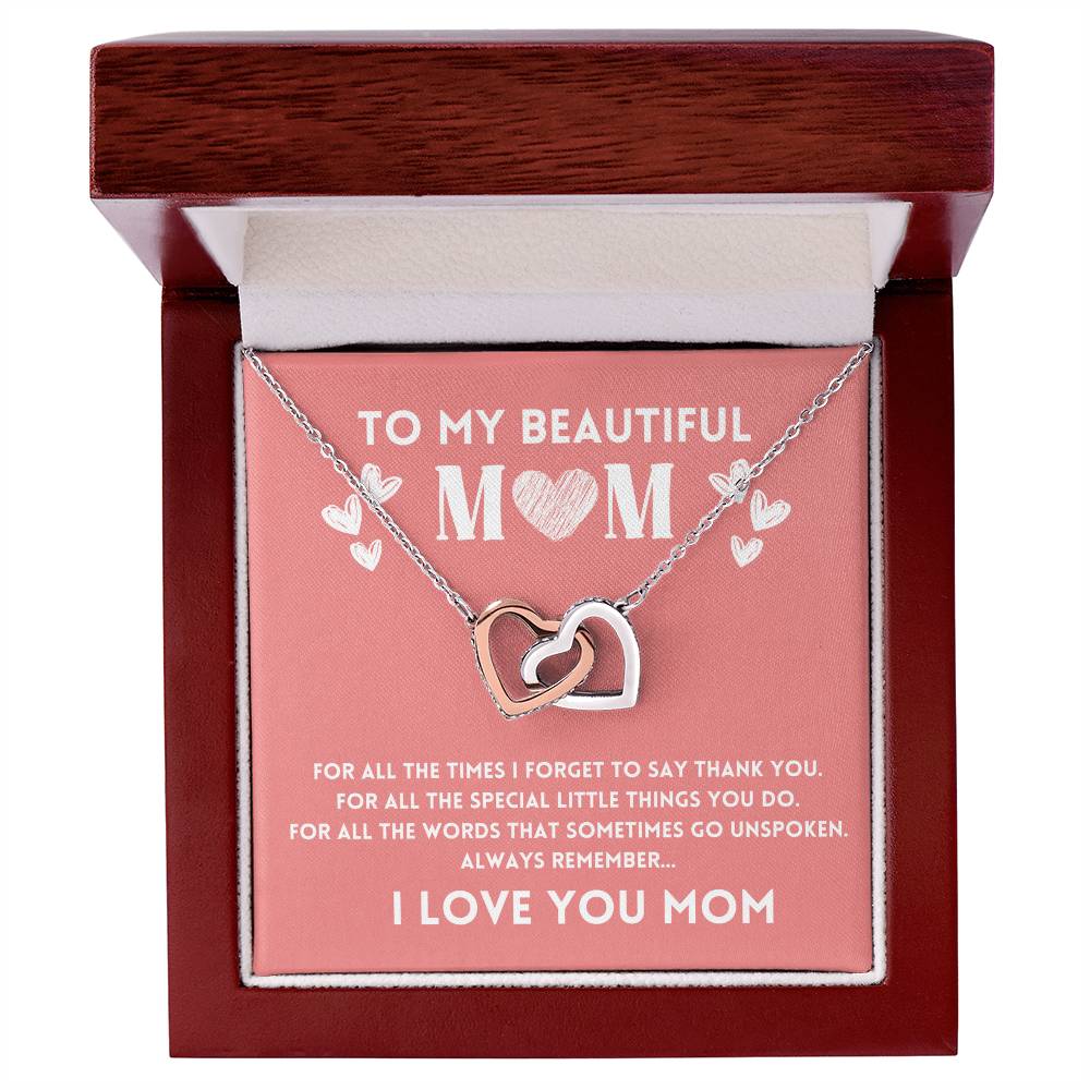 Mom Necklace Gift from Daughter with Love Message