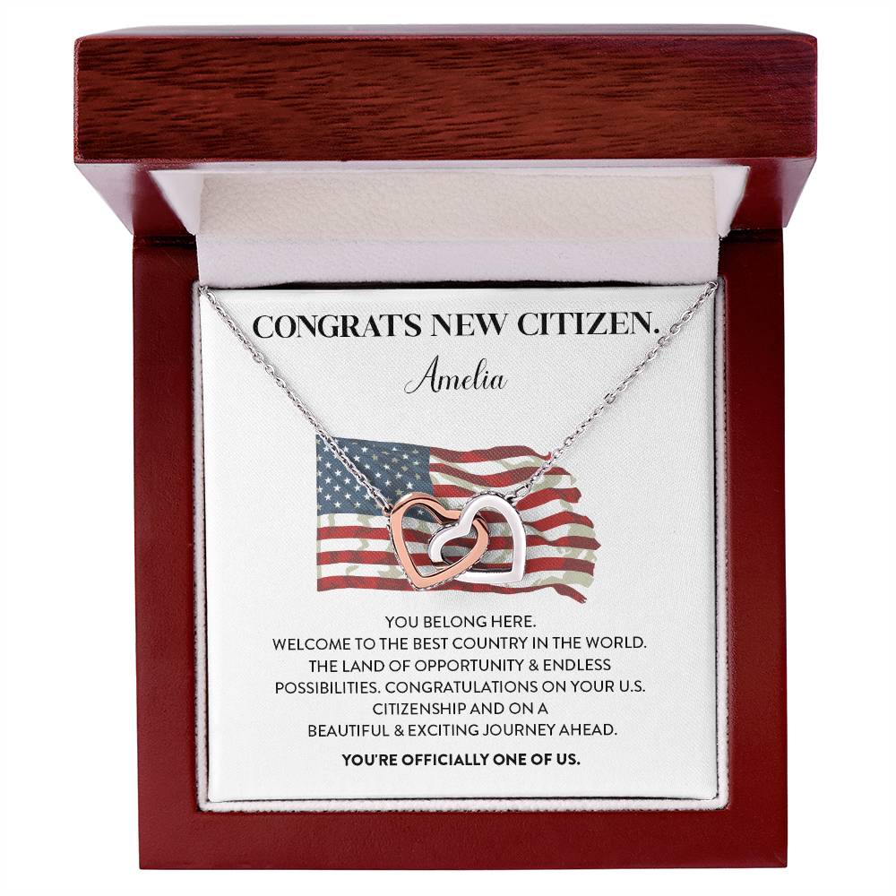 Congrats Necklace For New U.s. Citizen Amelia Necklace For New U.s. Citizen Gift For Celebrating U.s. Citizenship Necklace For U.s. Patriot Amelia Gift For Official U.s. Citizen Proud U.s. Citizen Jewelry Necklace For U.s. Patriot Amelia Welcome Gift