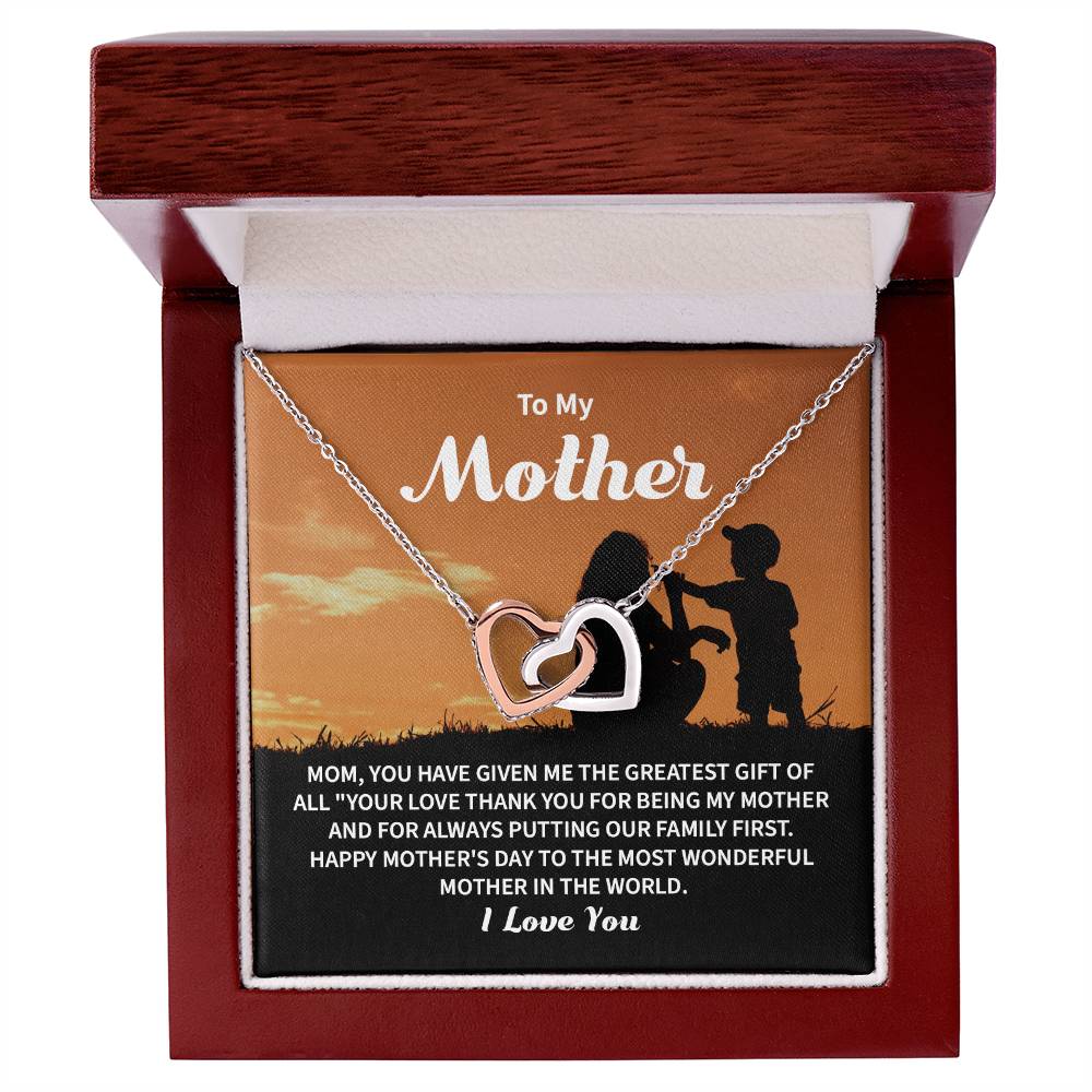 Son to Mother Necklace Gift with Family Message