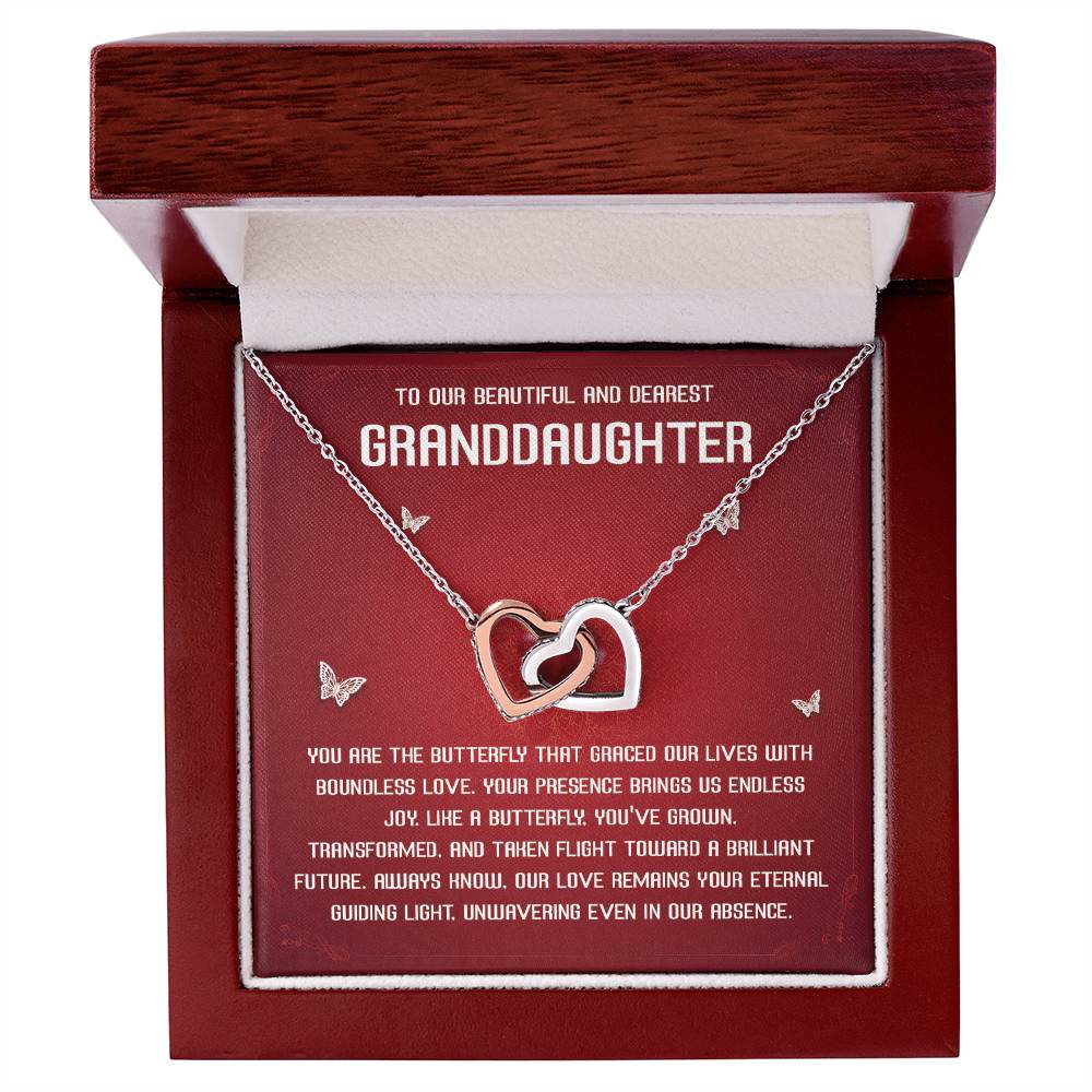 Granddaughter Necklace Gift with Butterfly Message Card