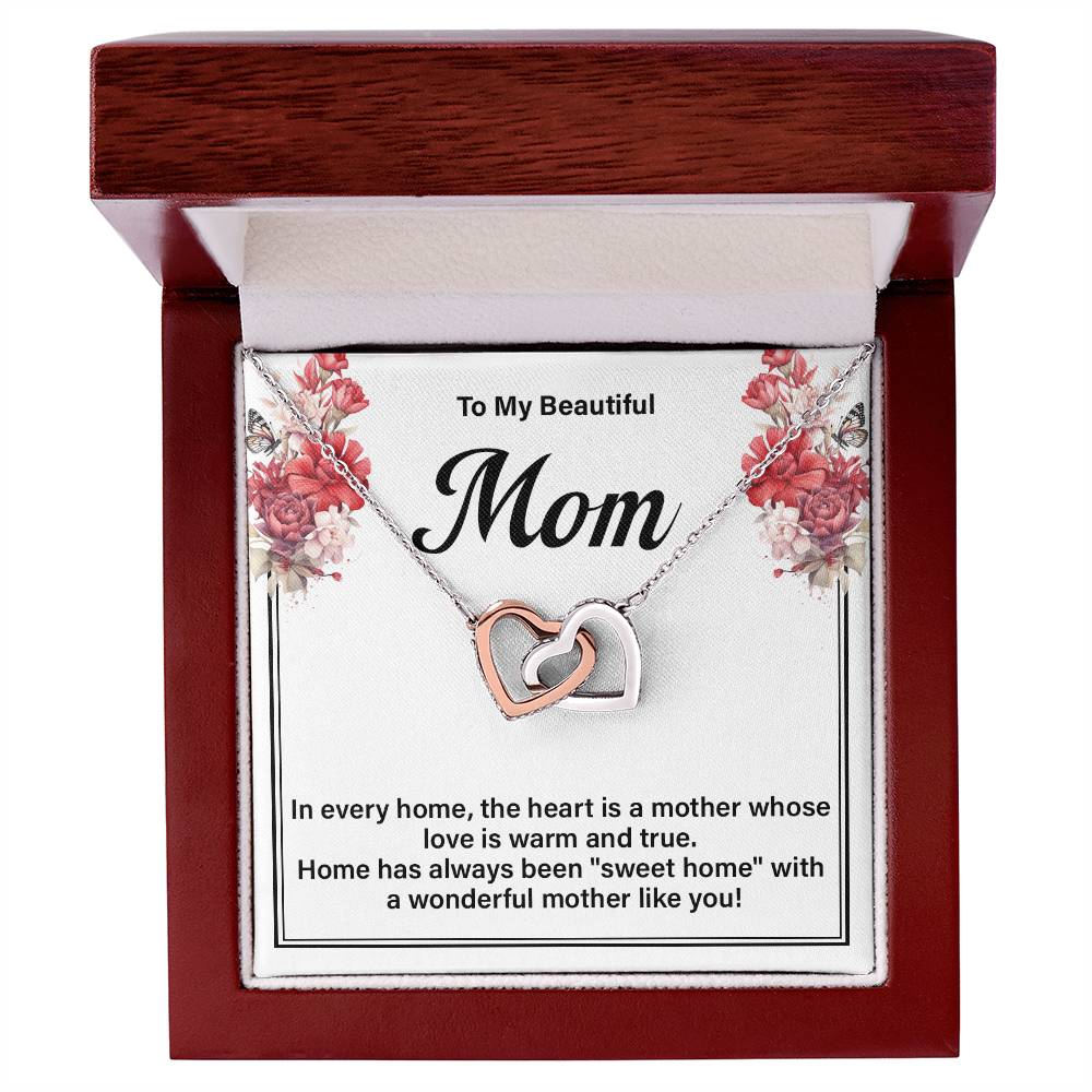 Mom Necklace Gift for Sweet Home Message Card