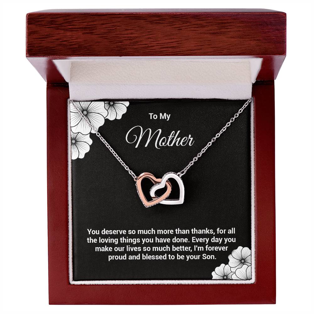 Mother Necklace Gift from Son with Message Card