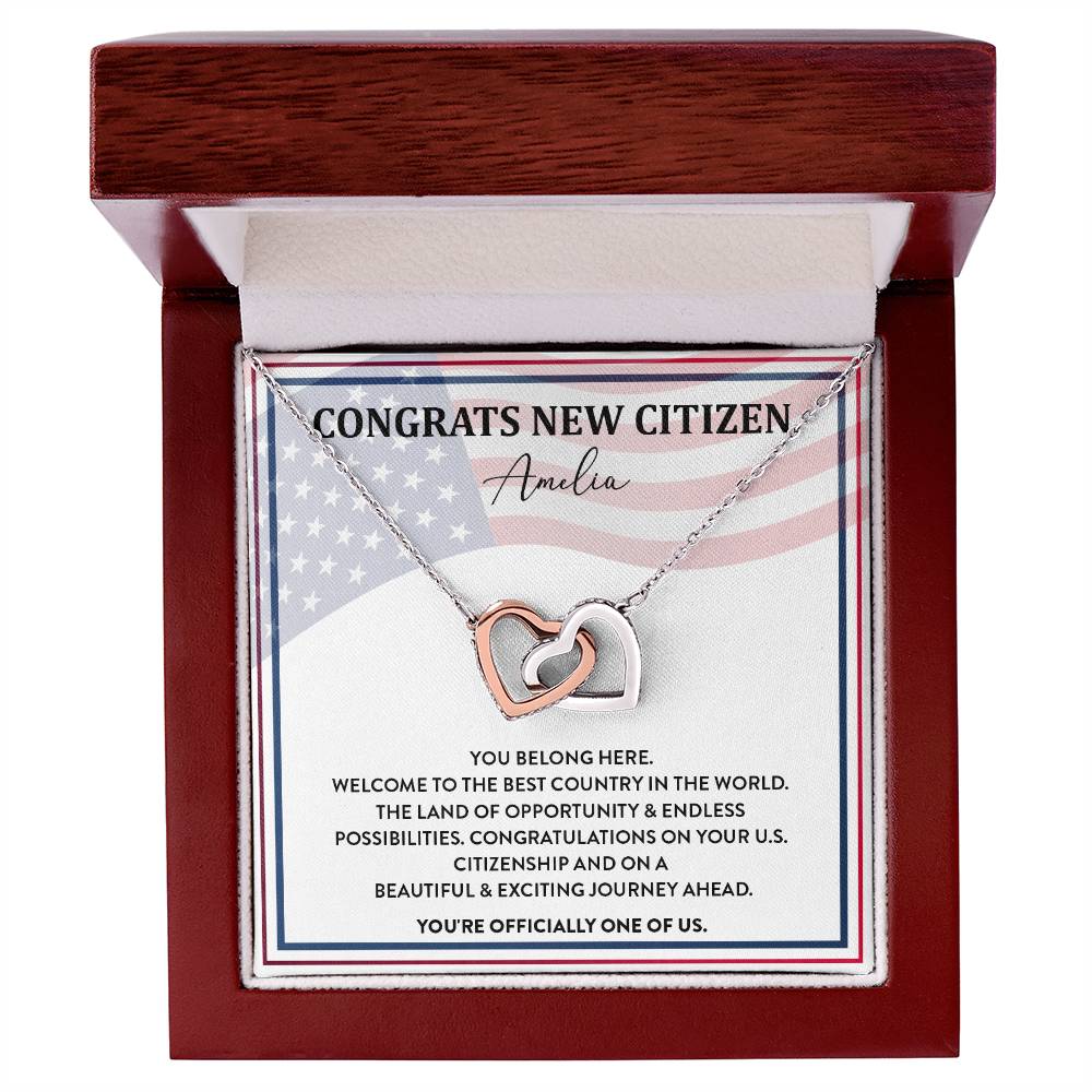 Congrats Necklace For New U.s. Citizen Amelia Necklace For New U.s. Citizen Gift For New American Citizen Amelia Necklace With Citizenship Message Necklace For New U.s. Citizen Journey Welcome To America Gift Jewelry For New U.s. Citizen