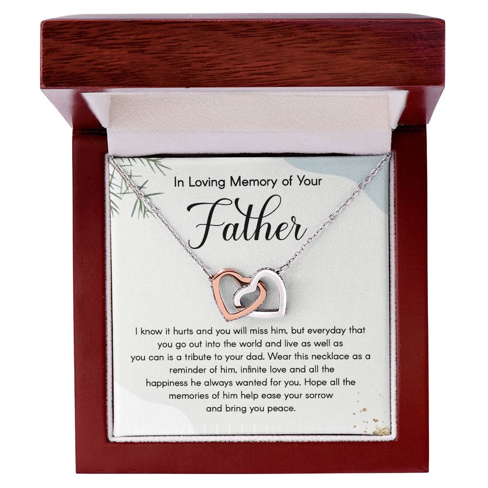 Loss of Father Memorial Necklace Interlocking Hearts Gift Box