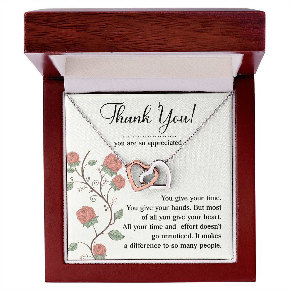 Appreciation Necklace - Thank You For Giving Your Heart, A Meaningful Gift For Those Who Make A Difference
