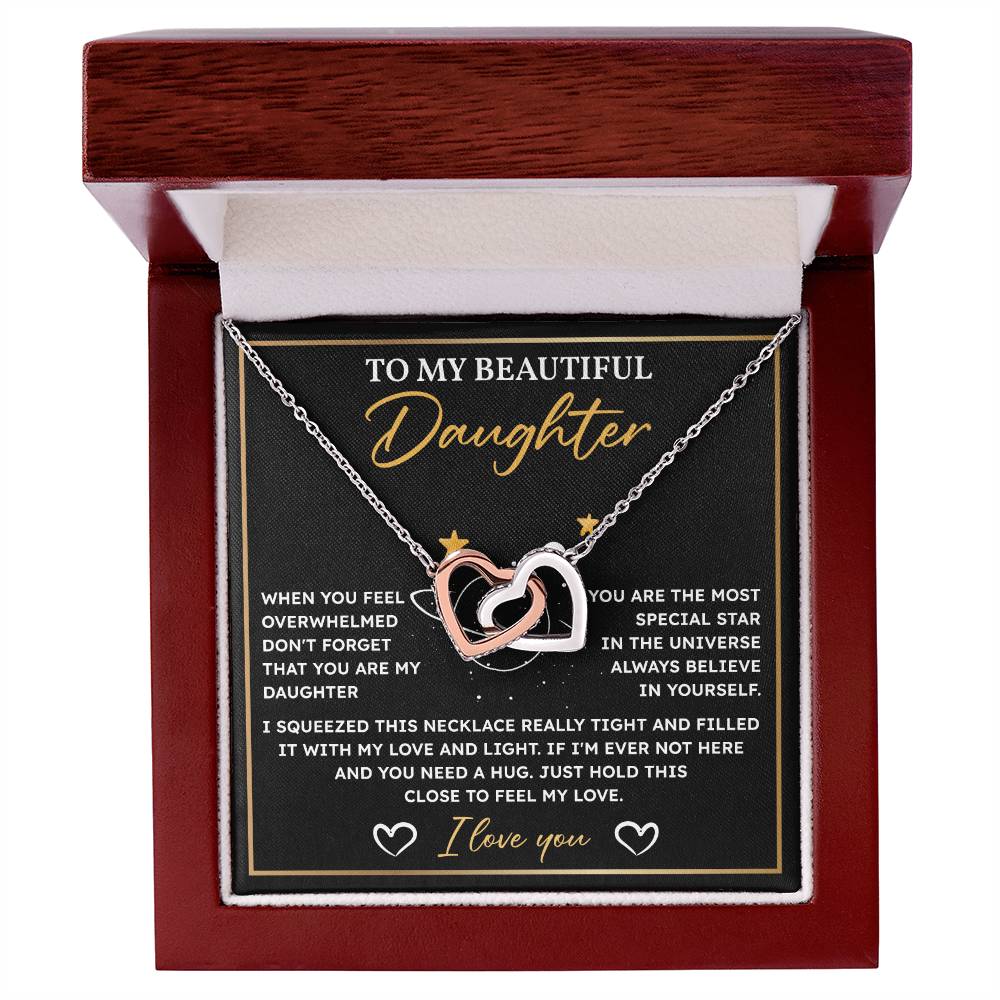Daughter Necklace Gift with Hug Message Card Box