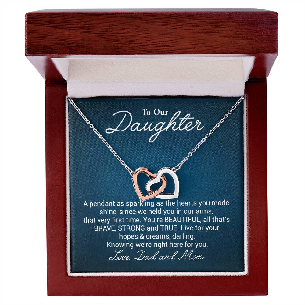 To Our Beautiful Daughter Daughter Pendant Gift From Dad And Mom Brave And Strong Daughter Necklace Beautiful Daughter Necklace True Daughter Necklace Sentimental Daughter Necklace Meaningful Jewelry For Daughter