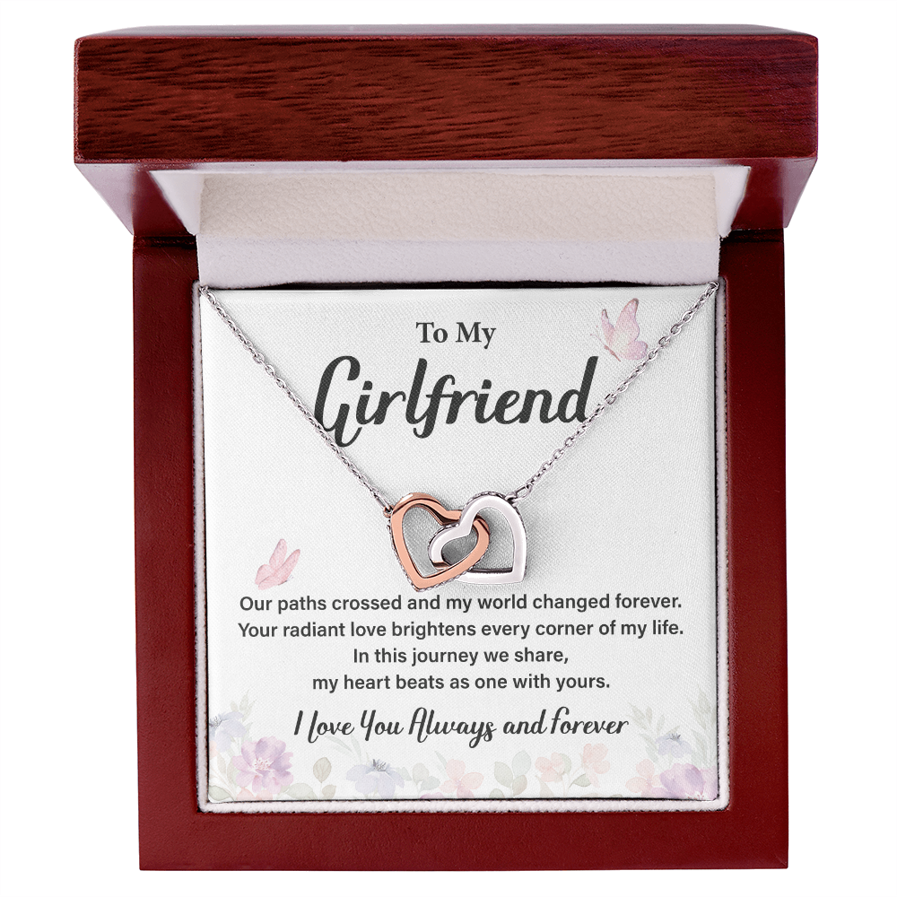 To My Girlfriend Necklace Romantic Gift with Floral Message Card