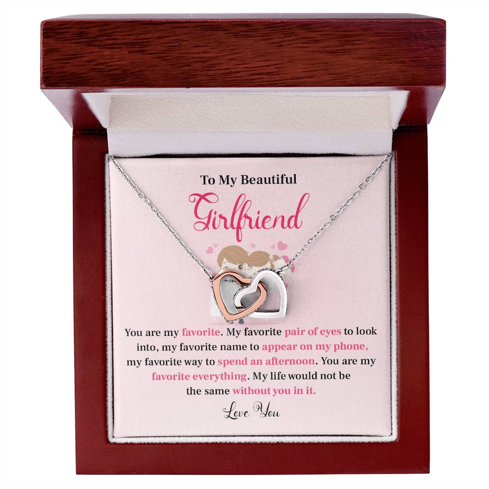 To My Beautiful Girlfriend - Heart Necklace with Message Card
