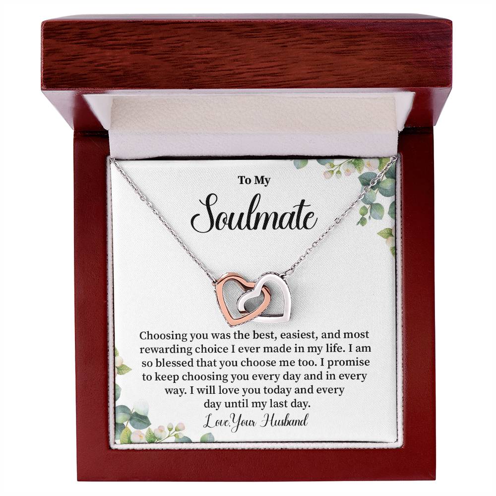Soulmate Necklace Gift from Husband – Interlocking Hearts Box