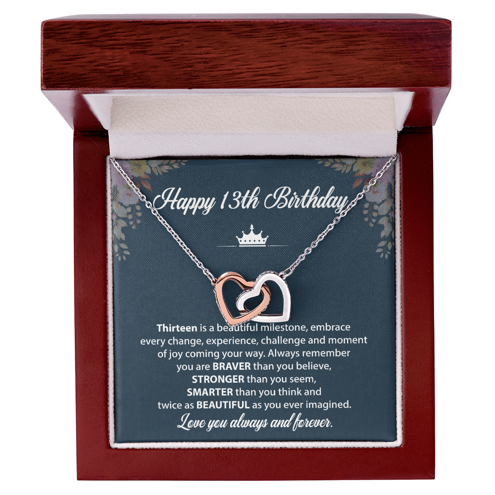 13th Birthday Necklace Gift With Inspirational Card