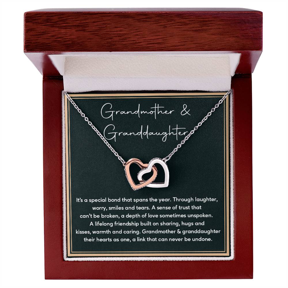Grandmother and Granddaughter Necklace Gift with Sweet Bond Message