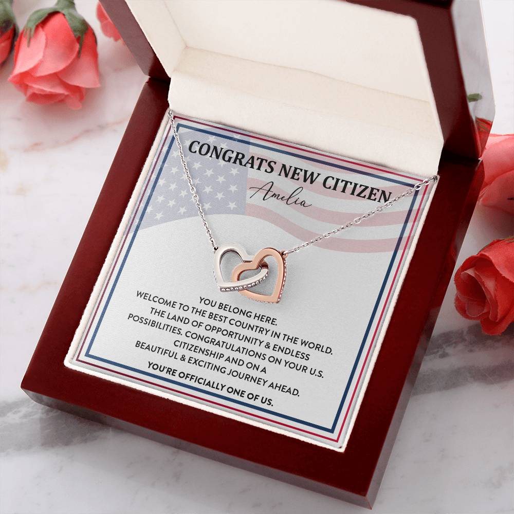 Congrats Necklace For New U.s. Citizen Amelia Necklace For New U.s. Citizen Gift For New American Citizen Amelia Necklace With Citizenship Message Necklace For New U.s. Citizen Journey Welcome To America Gift Jewelry For New U.s. Citizen