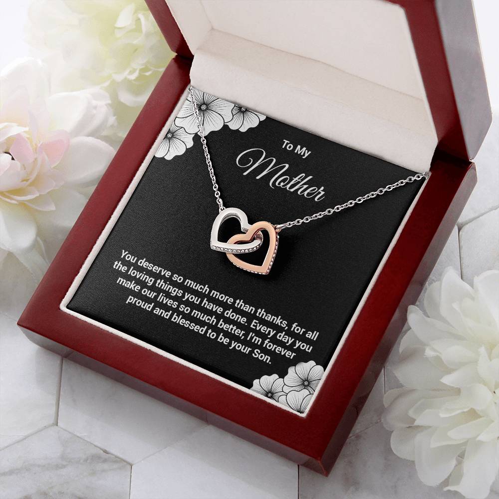Mother Necklace Gift from Son with Message Card
