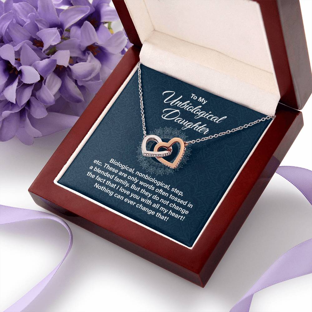 Unbiological Daughter Gift – Interlocking Hearts Necklace