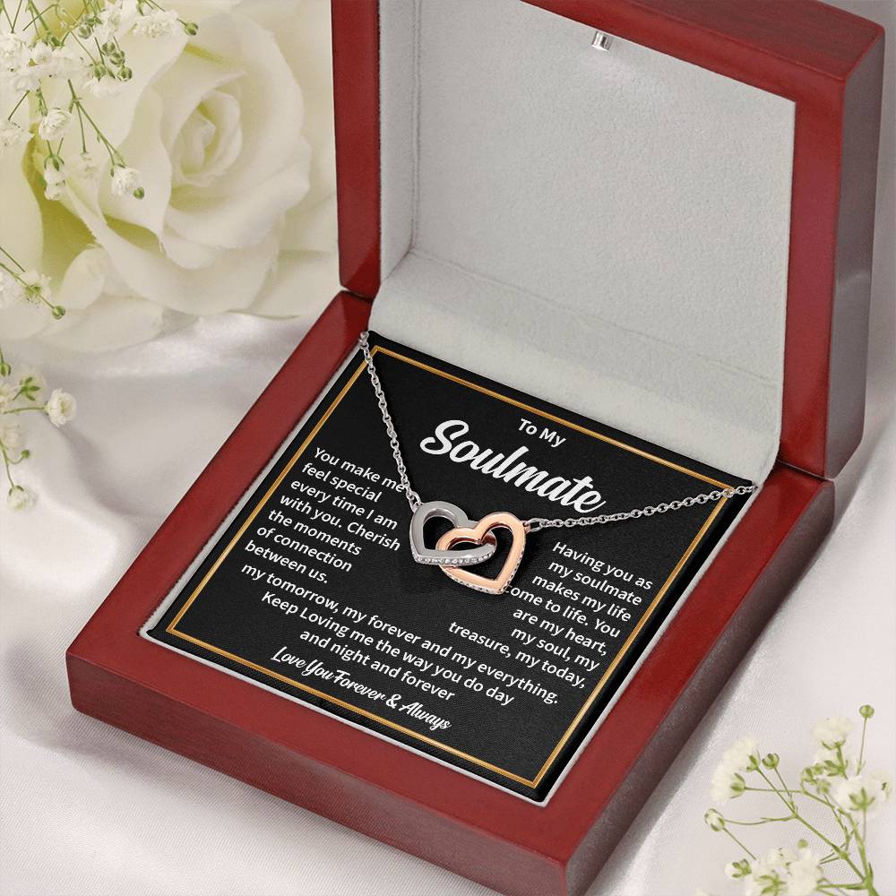 Soulmate Hearts Necklace with Message Card & Gift Box