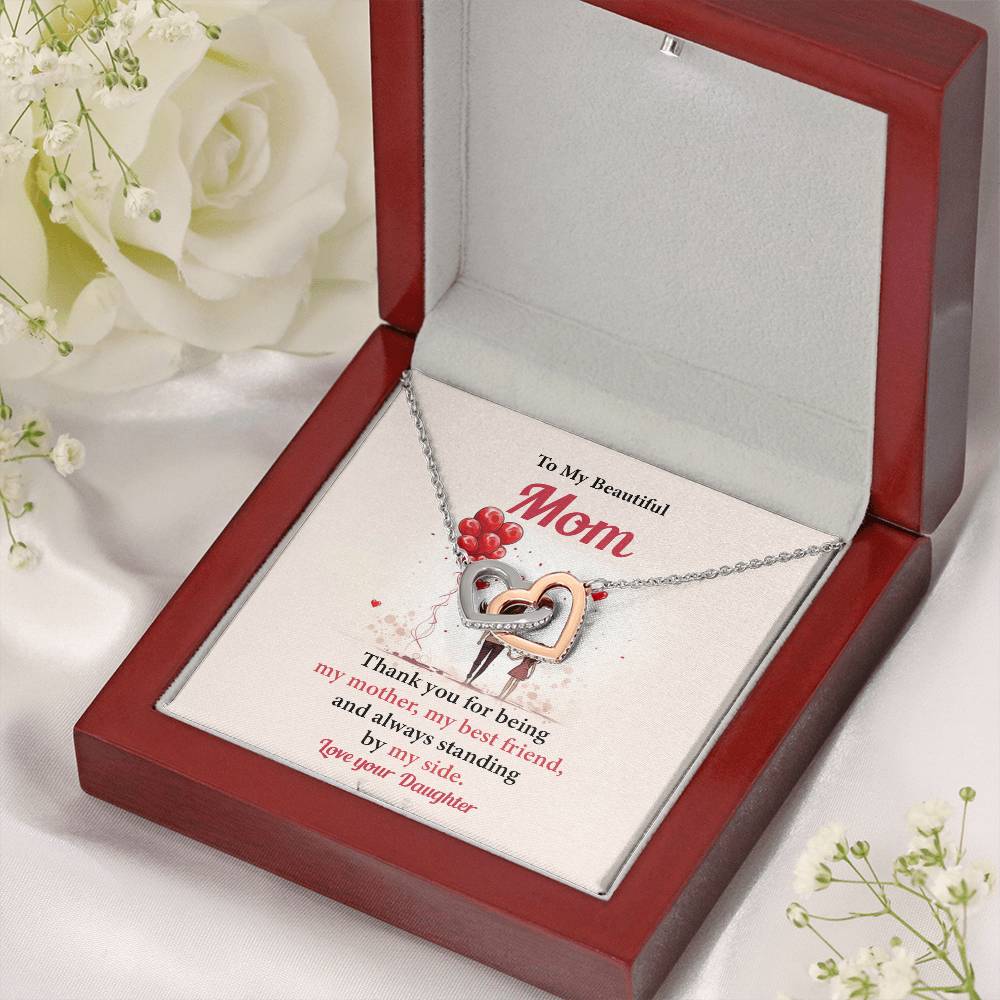 Mom Necklace from Daughter – Gift Box Message Card