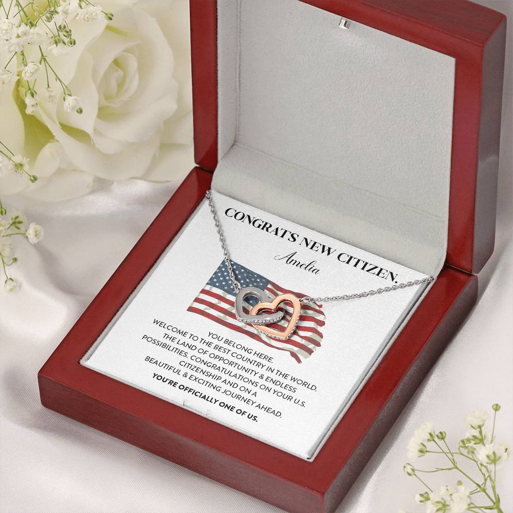 Congrats Necklace For New U.s. Citizen Amelia Necklace For New U.s. Citizen Gift For Celebrating U.s. Citizenship Necklace For U.s. Patriot Amelia Gift For Official U.s. Citizen Proud U.s. Citizen Jewelry Necklace For U.s. Patriot Amelia Welcome Gift