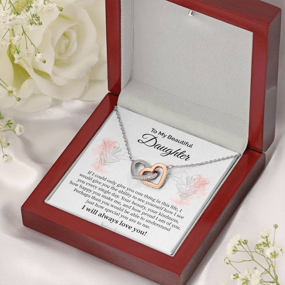 Daughter Necklace with Heartfelt Floral Message Card