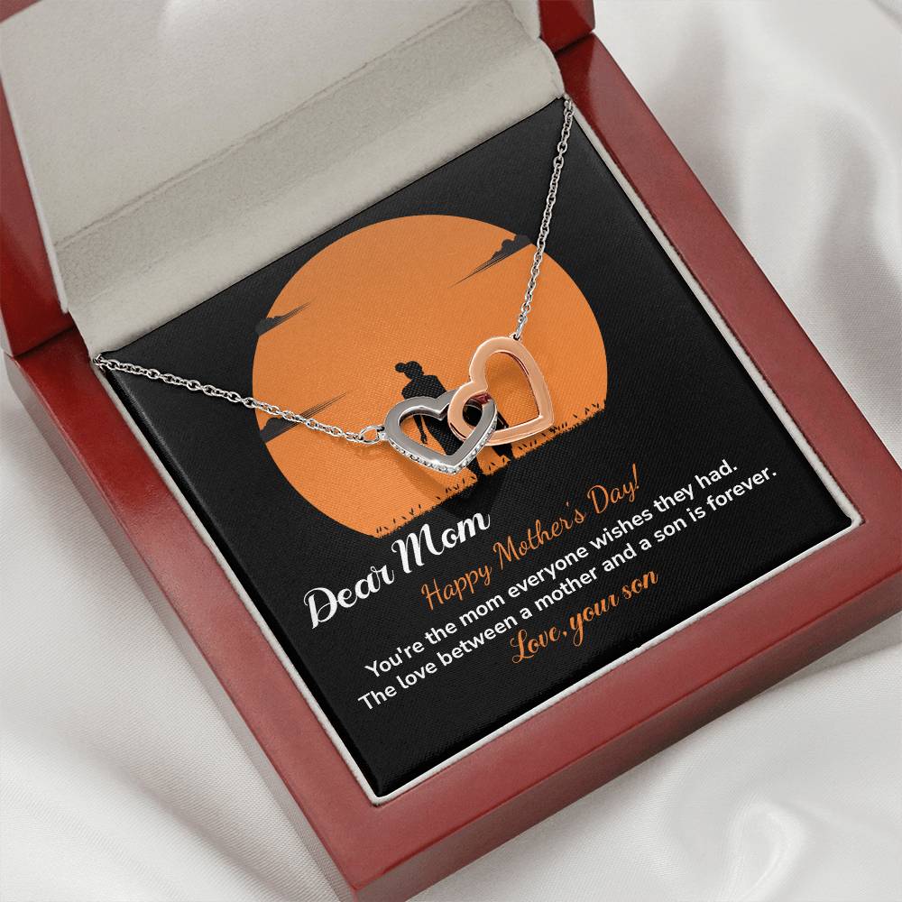 Dear Mom Happy Mother's Day, Elegant Jewelry For A Mother’s Day Gift Thoughtful Necklace For Love Sweet Gift For A Special Woman Sentimental Jewelry Thank You Pendant Beautiful Necklace Loving Pendant For A Mother-son Connection