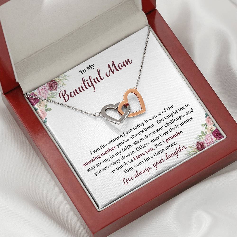 Daughter to Mom Necklace Gift with Message Card Box