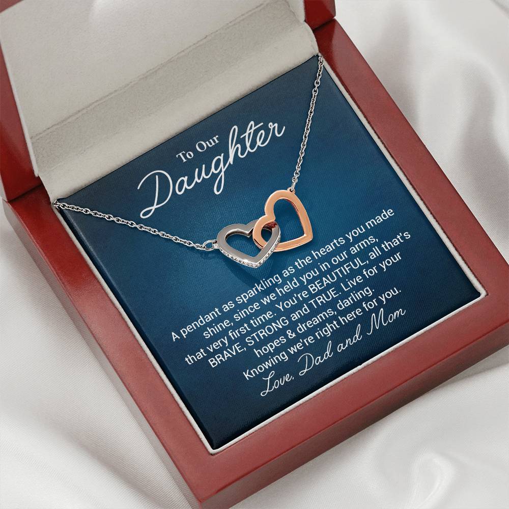 To Our Beautiful Daughter Daughter Pendant Gift From Dad And Mom Brave And Strong Daughter Necklace Beautiful Daughter Necklace True Daughter Necklace Sentimental Daughter Necklace Meaningful Jewelry For Daughter