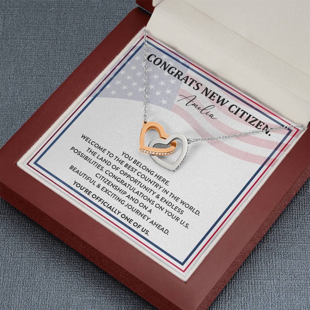 Congrats Necklace For New U.s. Citizen Amelia Necklace For New U.s. Citizen Gift For New American Citizen Amelia Necklace With Citizenship Message Necklace For New U.s. Citizen Journey Welcome To America Gift Jewelry For New U.s. Citizen