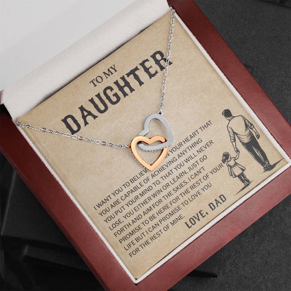 To My Daughter, Believe In Yourself Necklace Heartfelt Gift From Dad Inspiring Jewelry For Daughter Achievement Promise Necklace Encouragement Pendant Win Or Learn Necklace Encouragement Jewelry Heart Of Gold Daughter Pendant