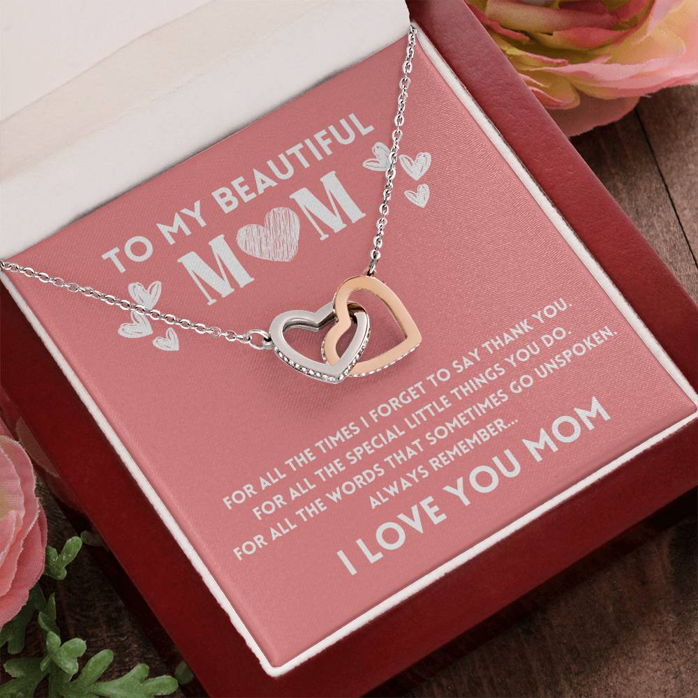 Mom Necklace Gift from Daughter with Love Message