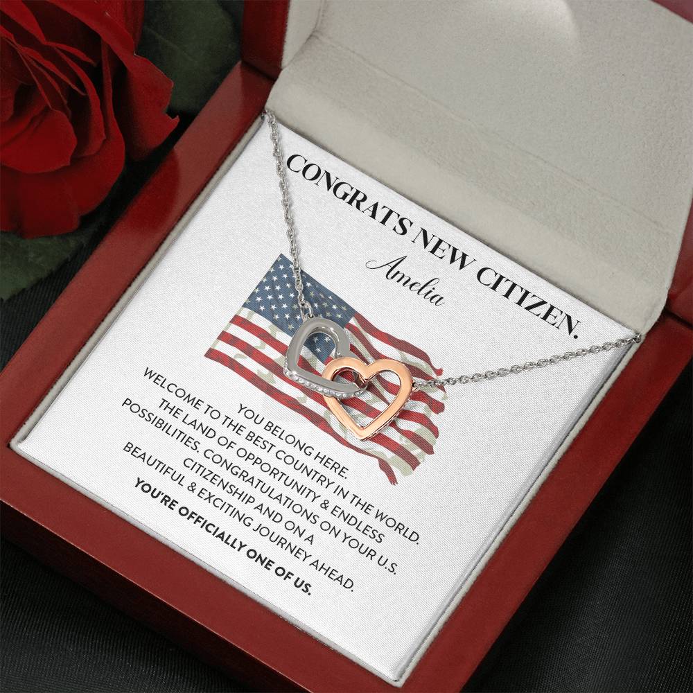 Congrats Necklace For New U.s. Citizen Amelia Necklace For New U.s. Citizen Gift For Celebrating U.s. Citizenship Necklace For U.s. Patriot Amelia Gift For Official U.s. Citizen Proud U.s. Citizen Jewelry Necklace For U.s. Patriot Amelia Welcome Gift